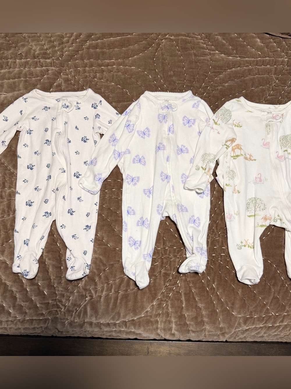 Baby Girl Footed Pajamas Carter’s and Pekkle Clothing Bundle - Picture 2 of 9
